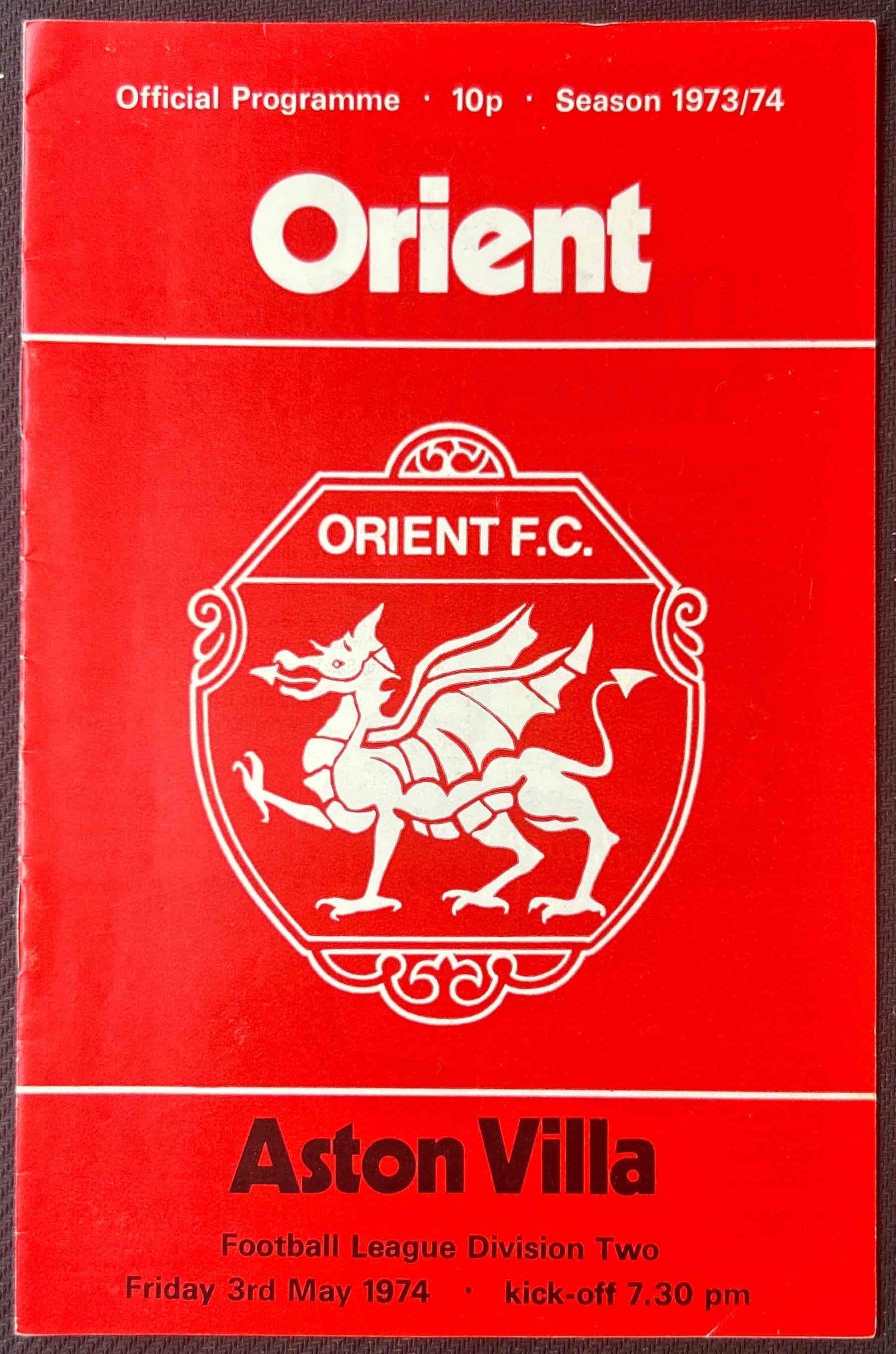 1974 May 3 Leyton Orient V Aston Villa