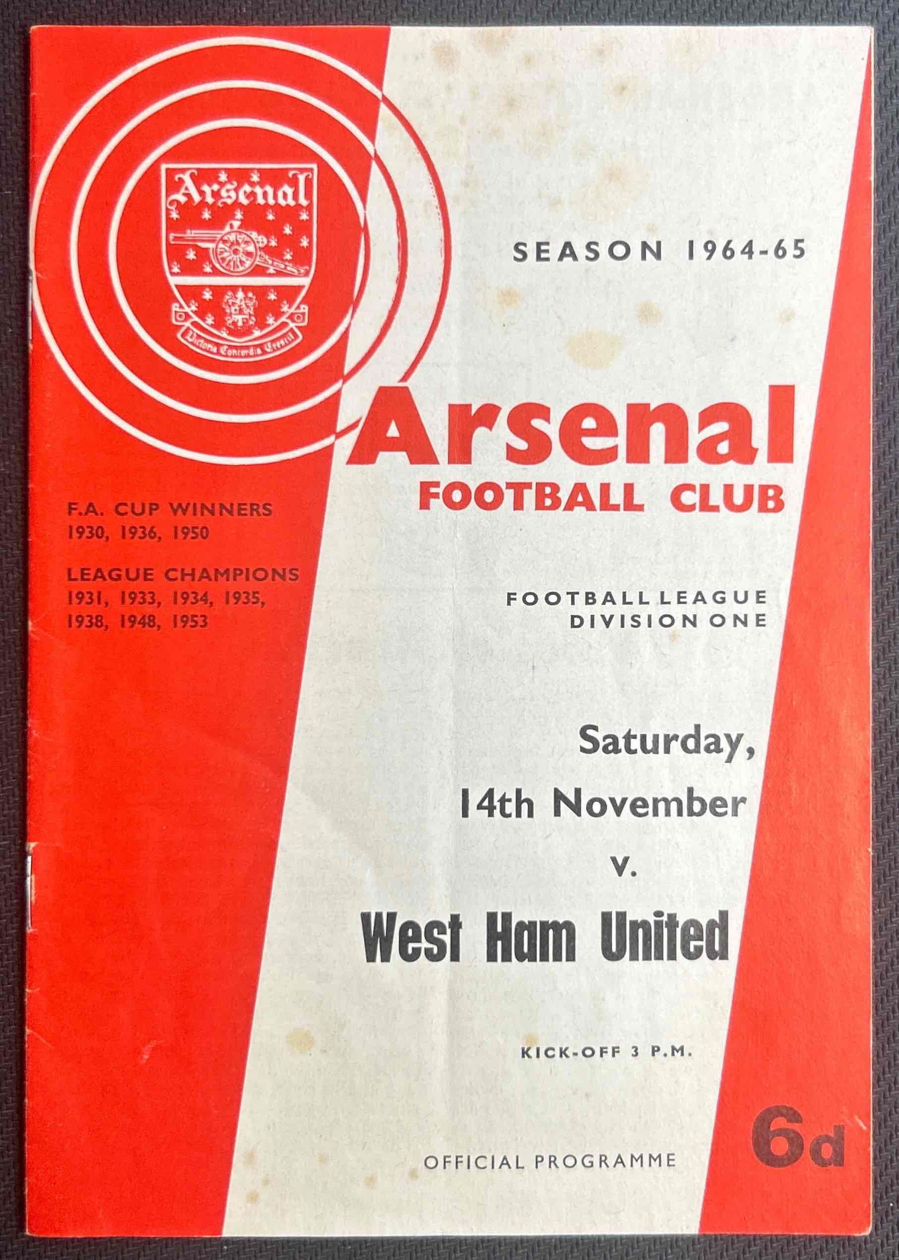1964 Nov 14 Arsenal V West Ham