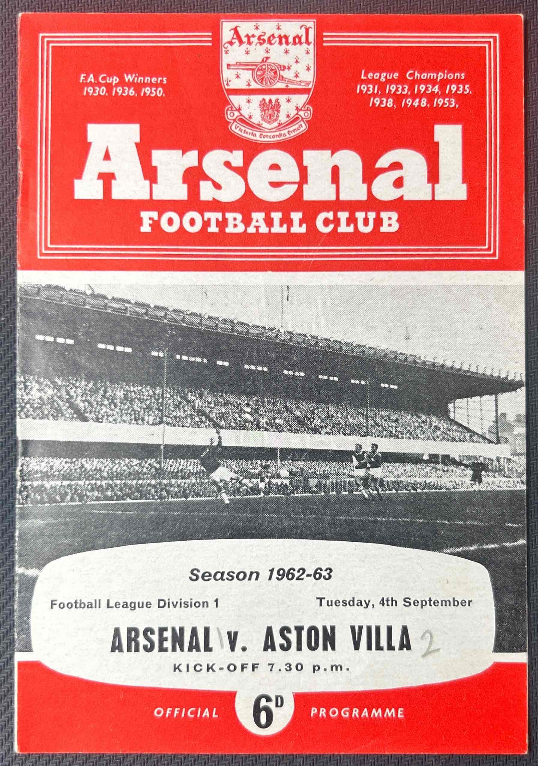 1962 Sep 4 Arsenal V Aston Villa