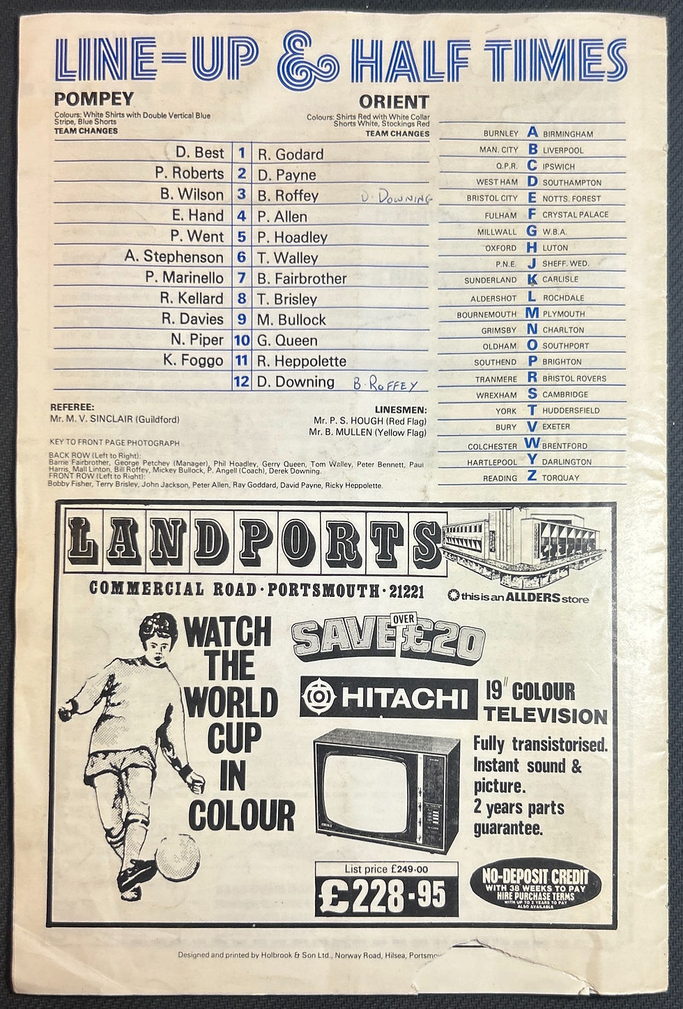 1974 Apr 12 Portsmouth V Leyton Orient