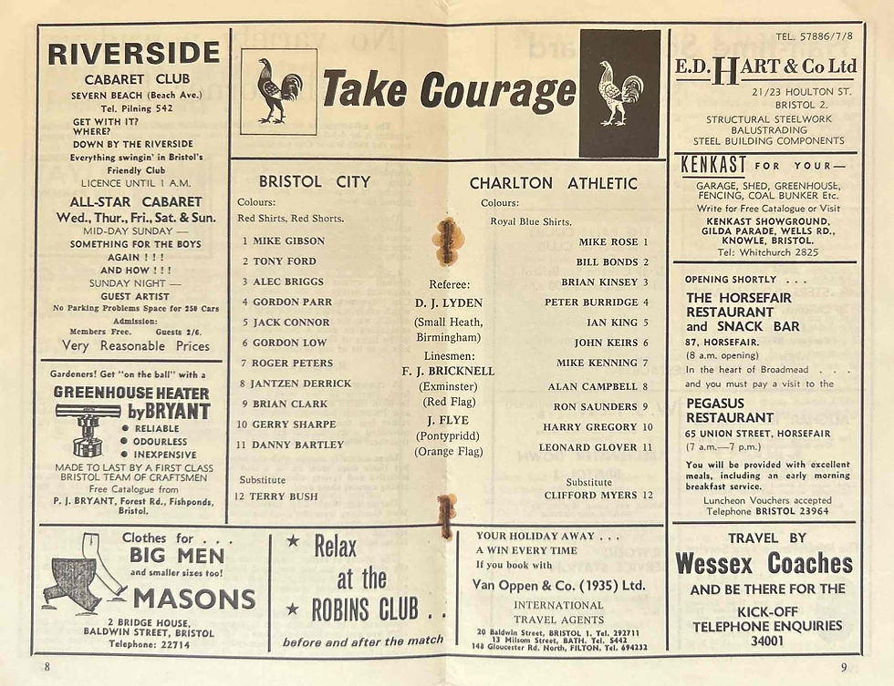 Thumbnail: 1966 Sep 6 Bristol City V Charlton Football Programme