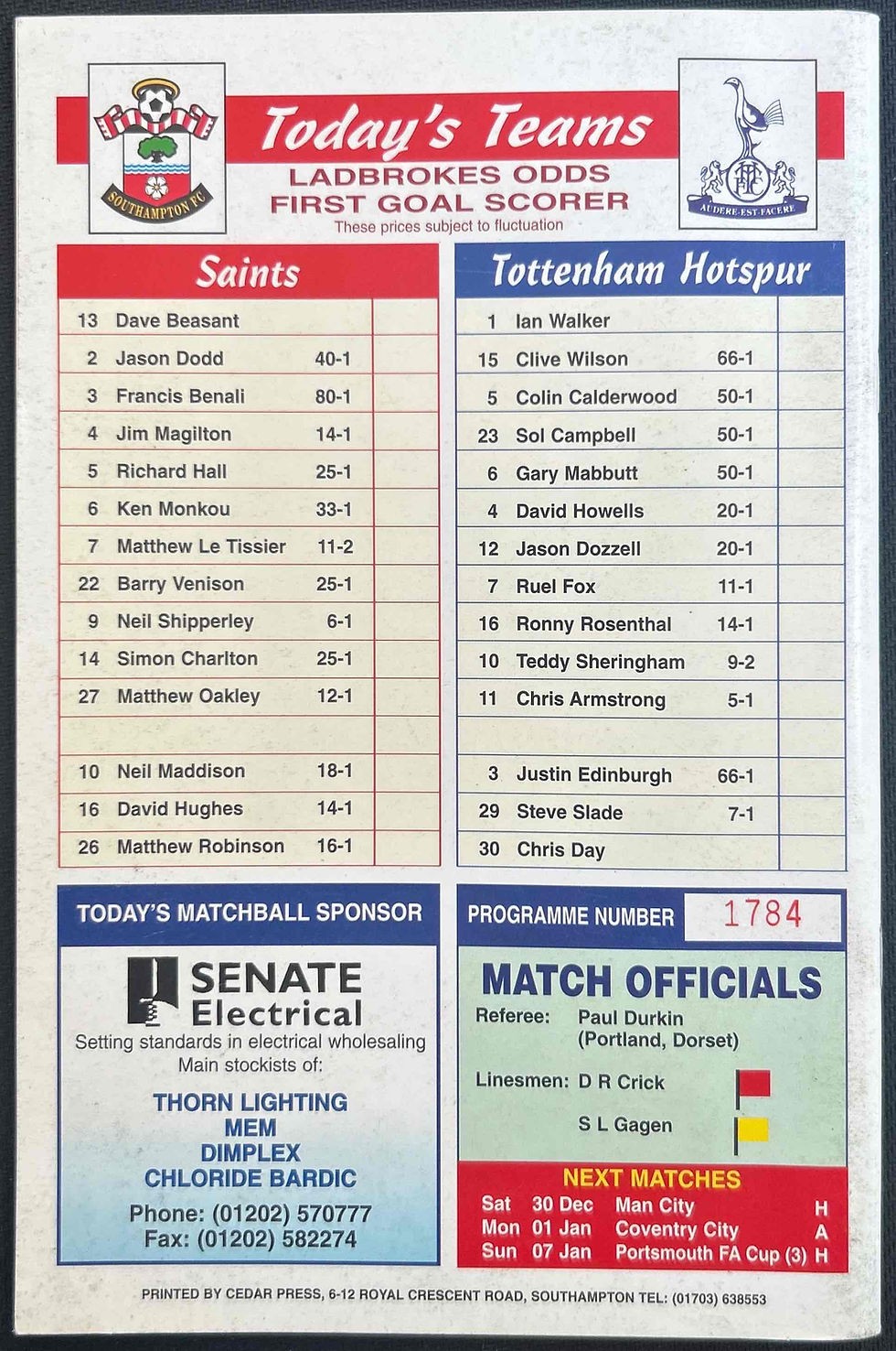 Thumbnail: Southampton V Tottenham