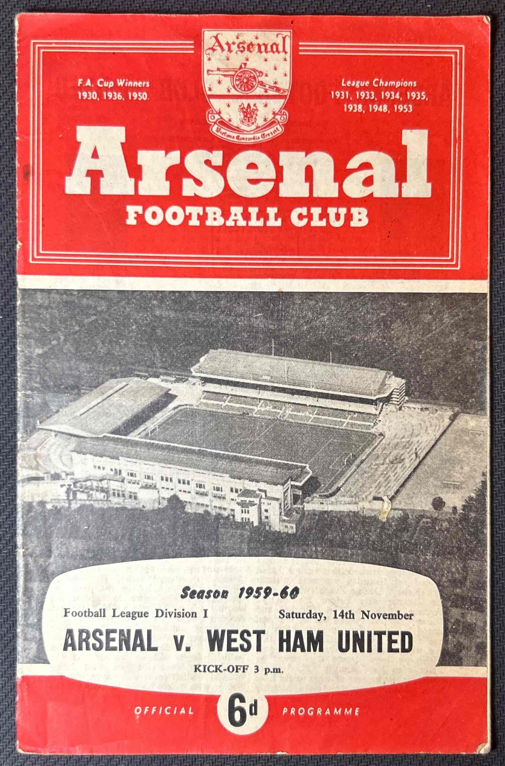 1959 Nov 14 Arsenal V West Ham