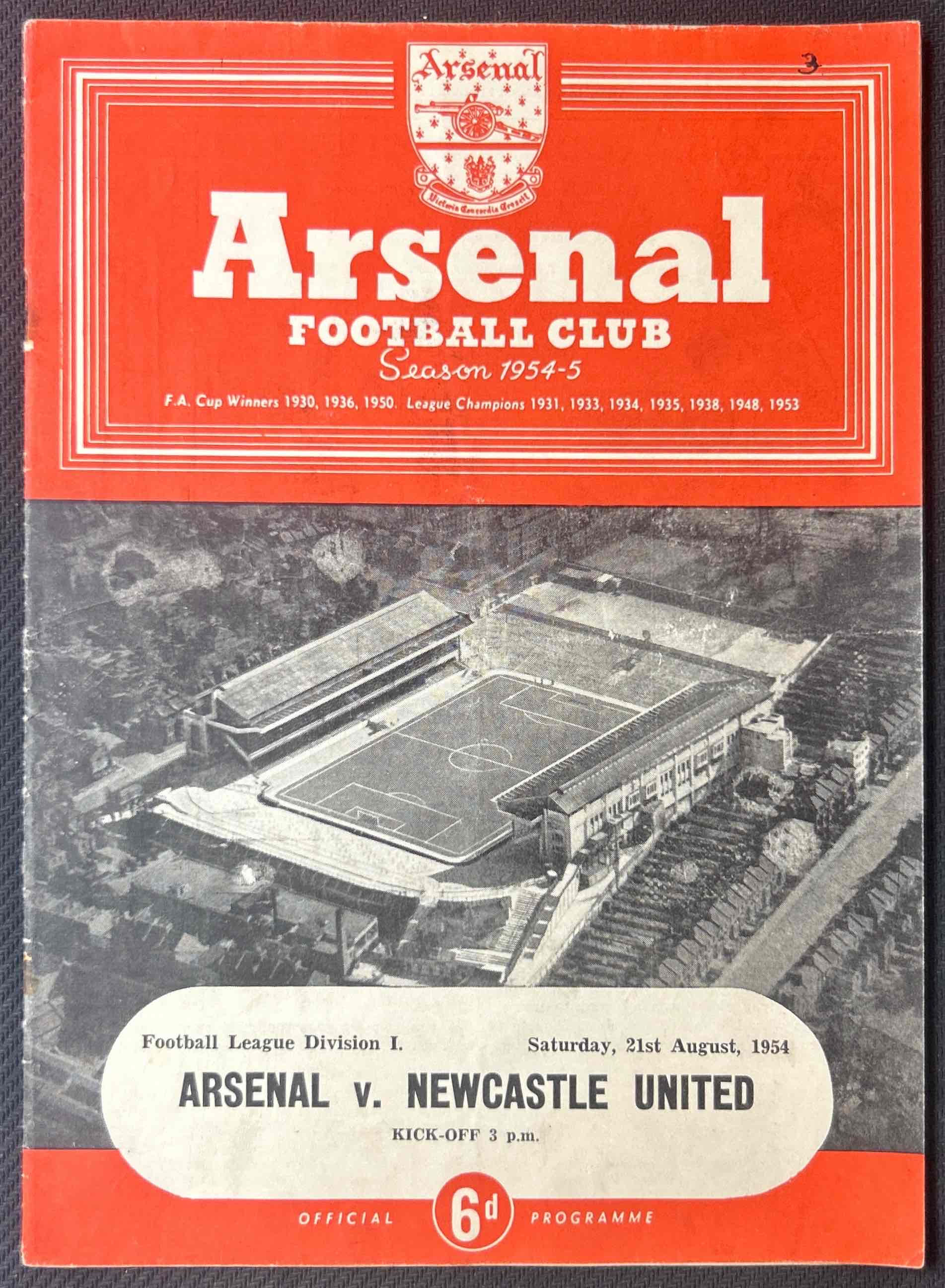 1954 Aug 21 Arsenal V Newcastle