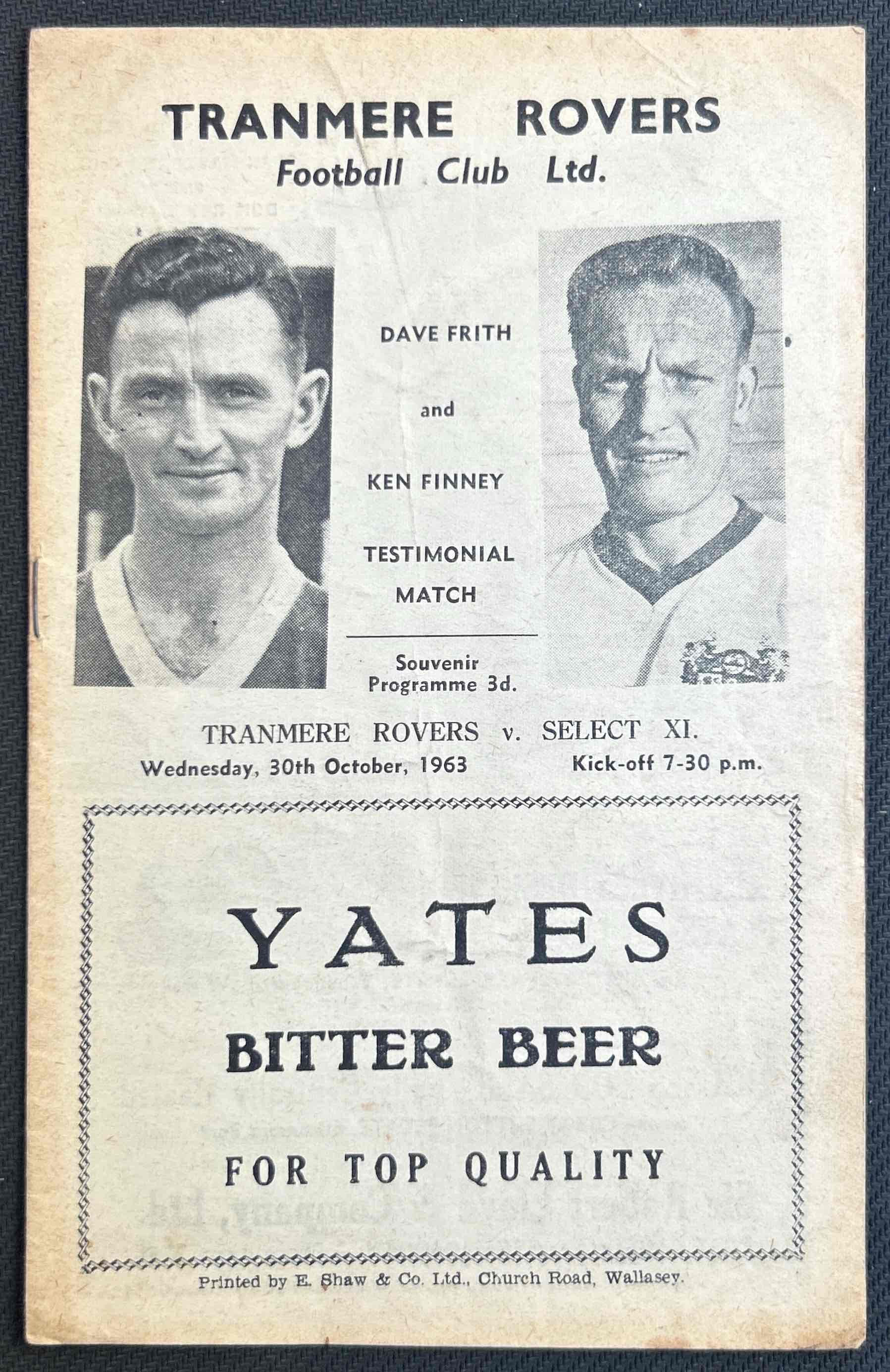 1963 Oct 30 Tranmere V Select 11