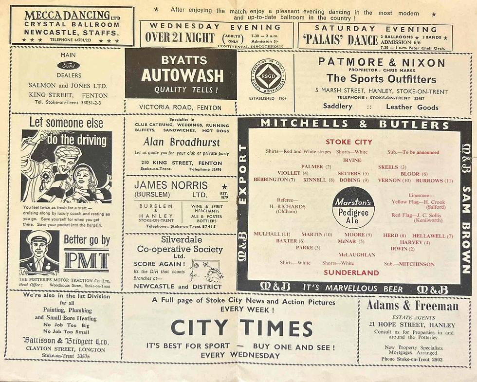 Thumbnail: 1965 Nov 6 Stoke V Sunderland Football Programme