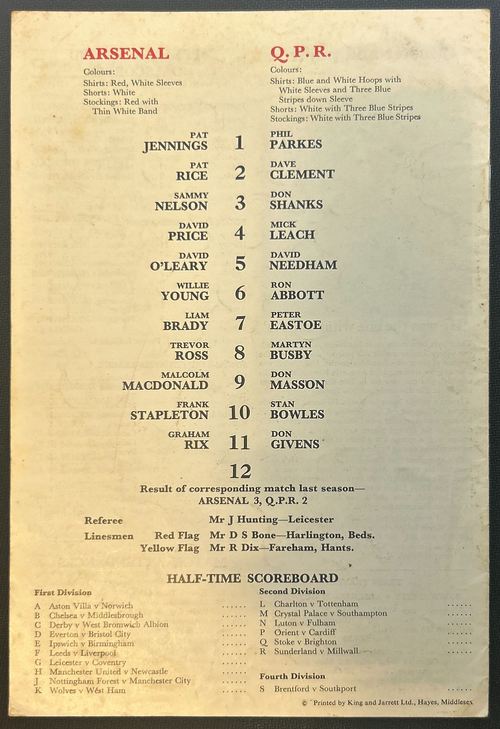 Thumbnail: 1977 Oct 15 Arsenal V QPR