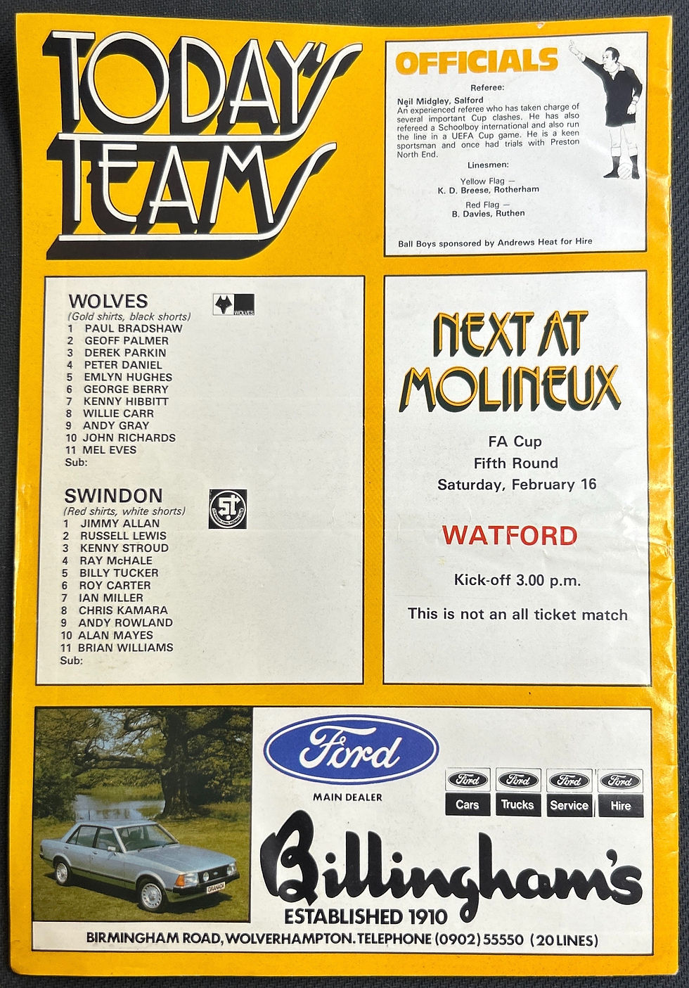1980 Feb 12 Wolves V Swindon