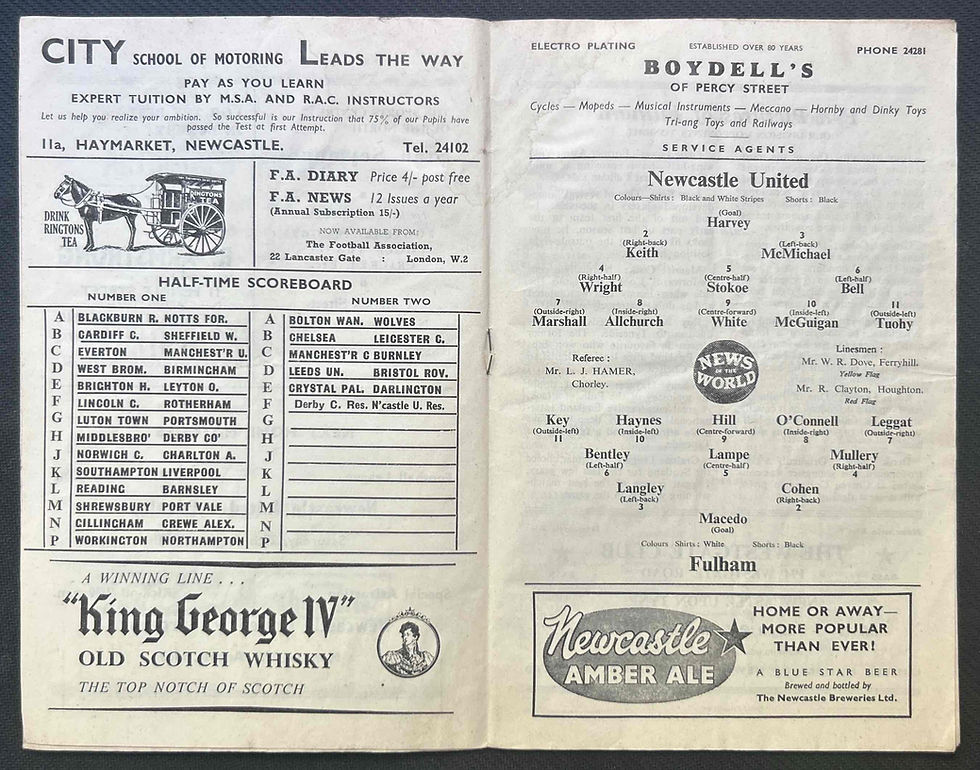 1960 Aug 24 Newcastle V Fulham
