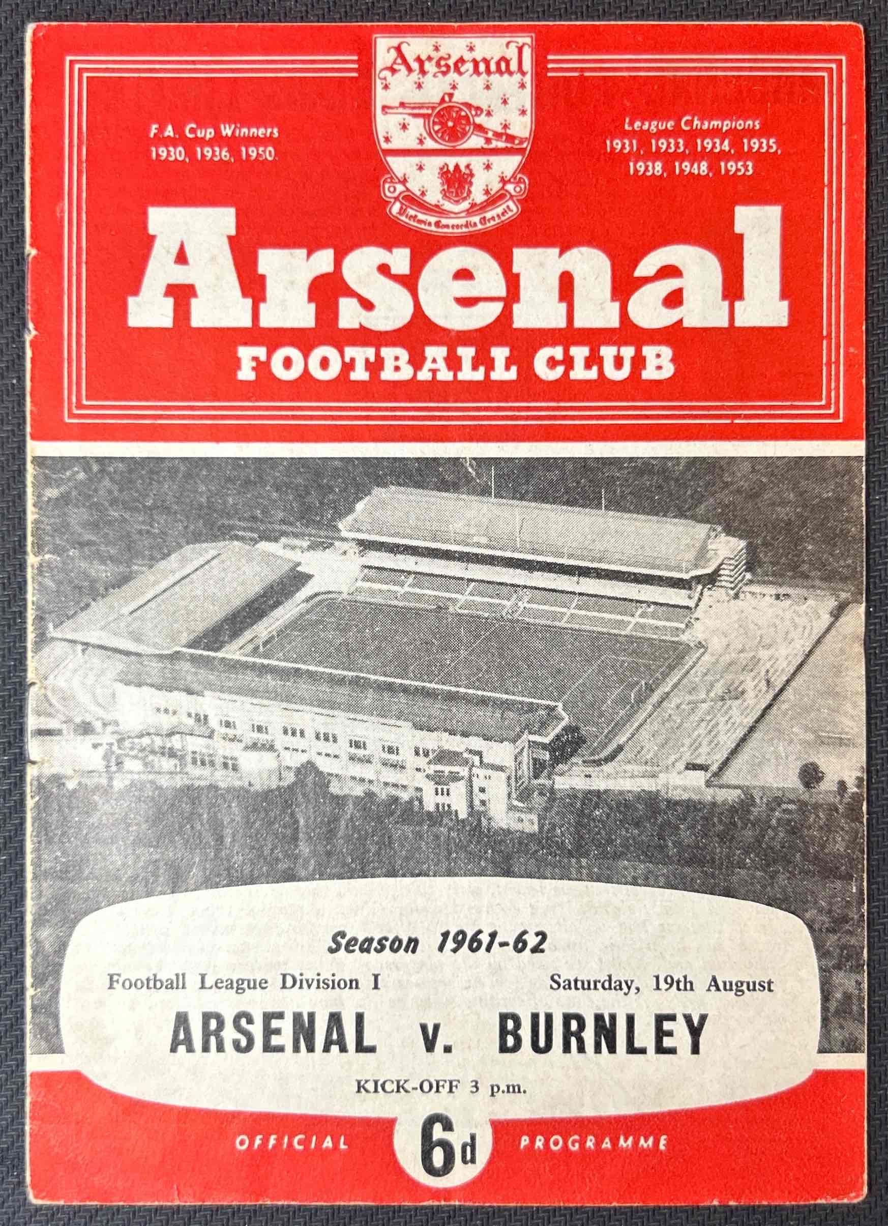 1961 Aug 19 Arsenal V Burnley