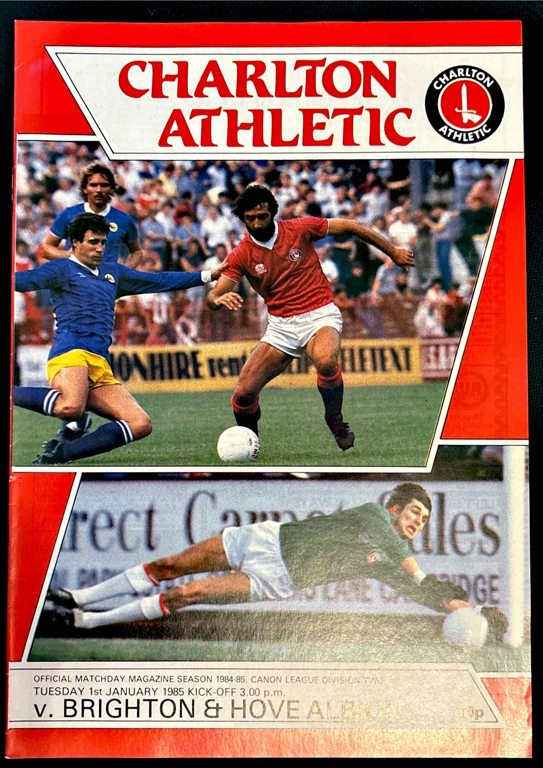 1985 Jan 1 Charlton V Brighton Football Programmes