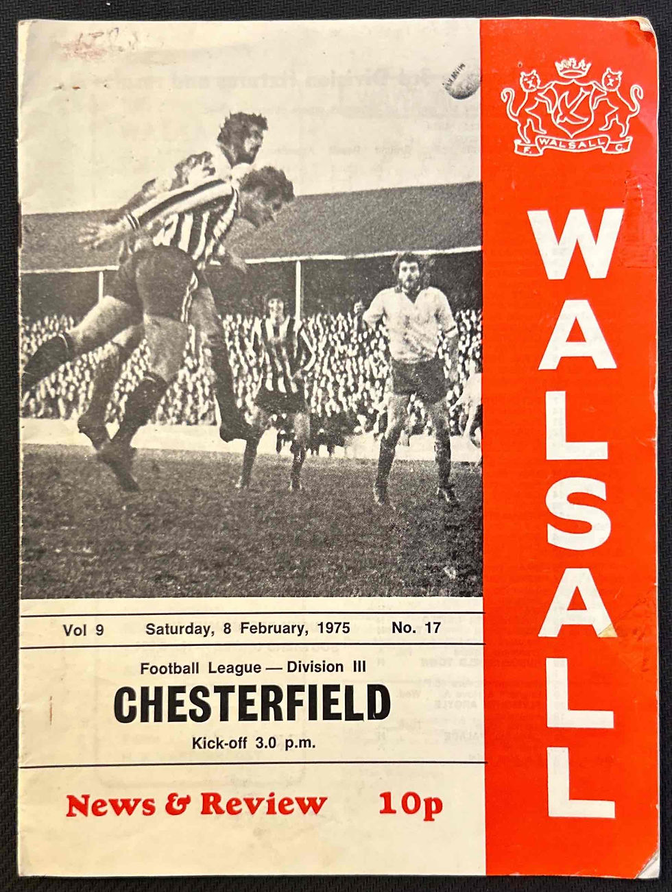 1975 Feb 8 Walsall V Chesterfield Football Programme