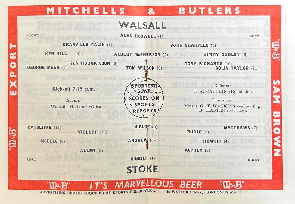 Thumbnail: 1962 Mar 30 Walsall V Stoke