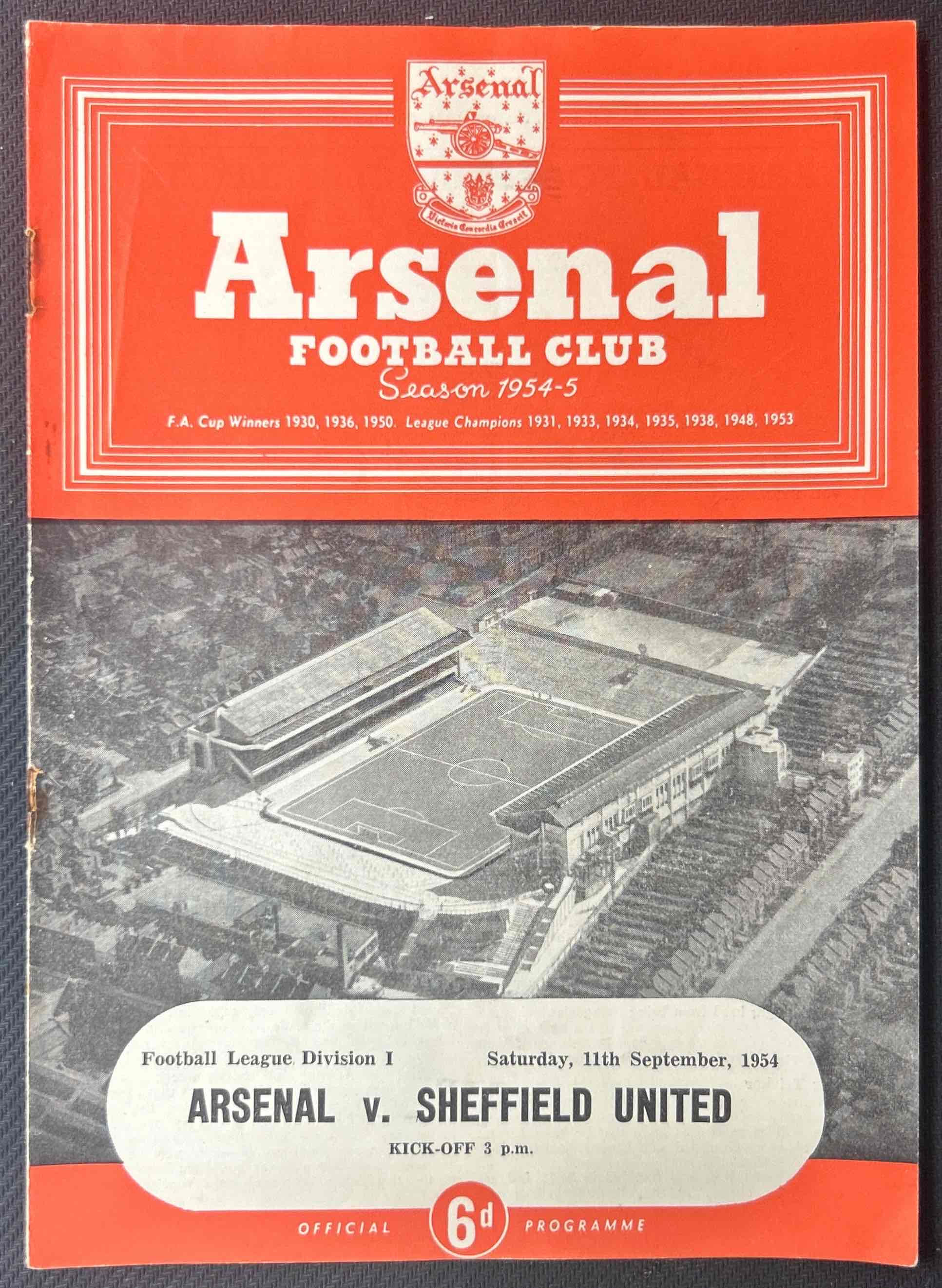 1954 Sep 11 Arsenal V Sheffield United