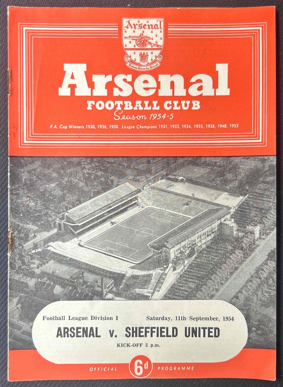 1954 Sep 11 Arsenal V Sheffield United