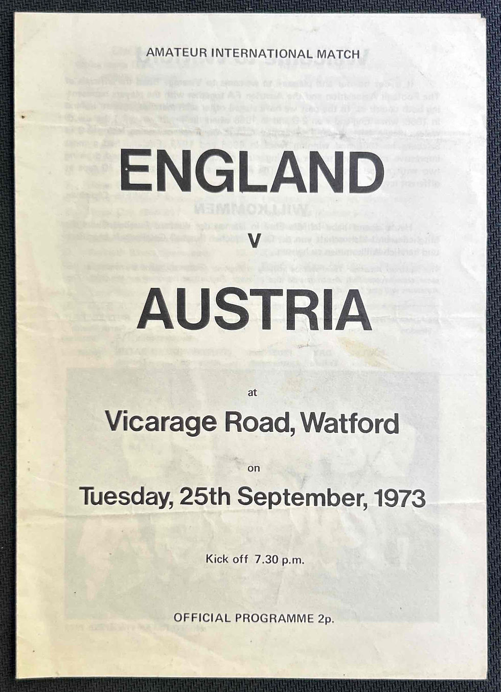 England Football Programme