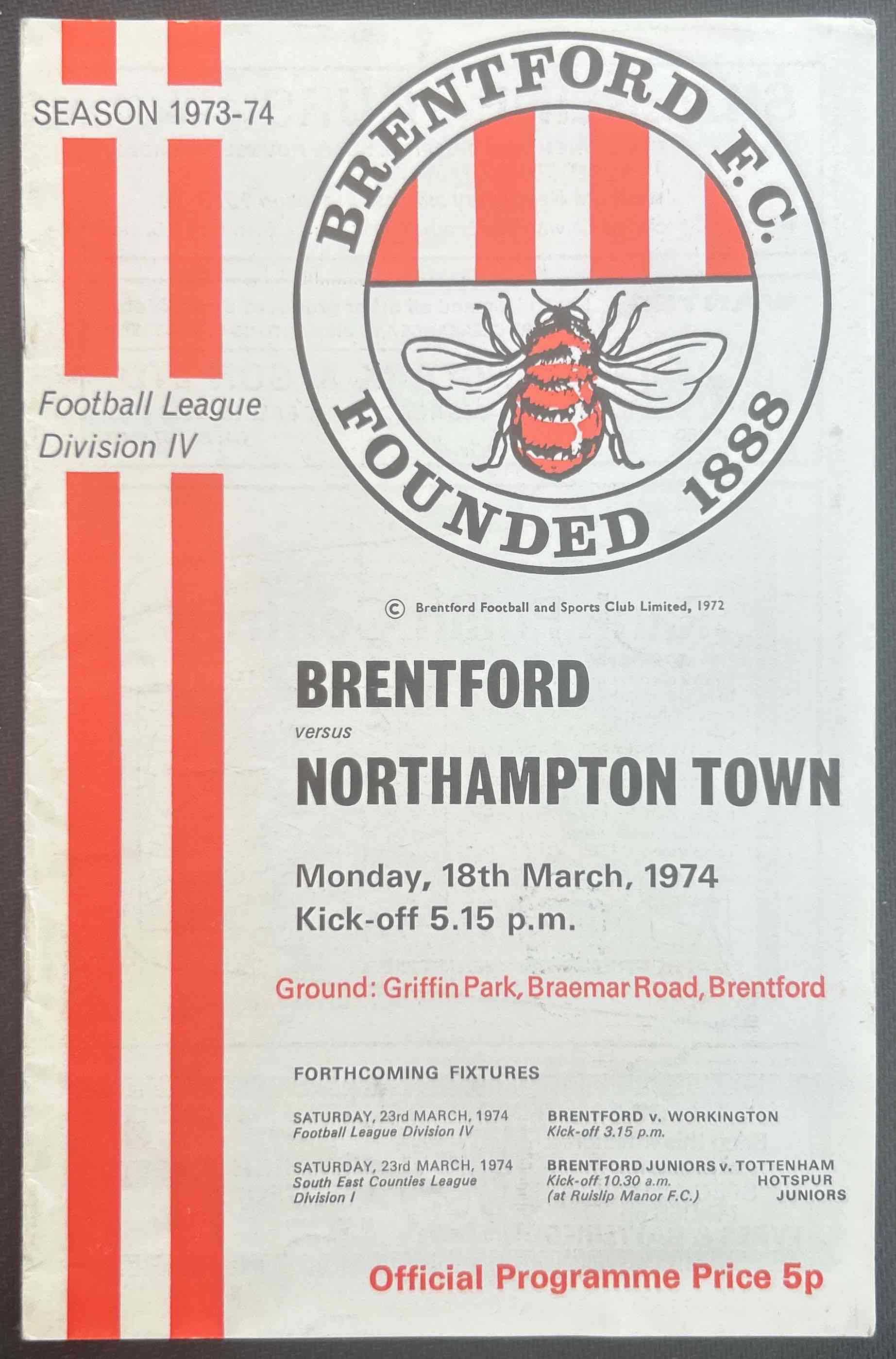 1974 Mar 18 Brentford V Northampton