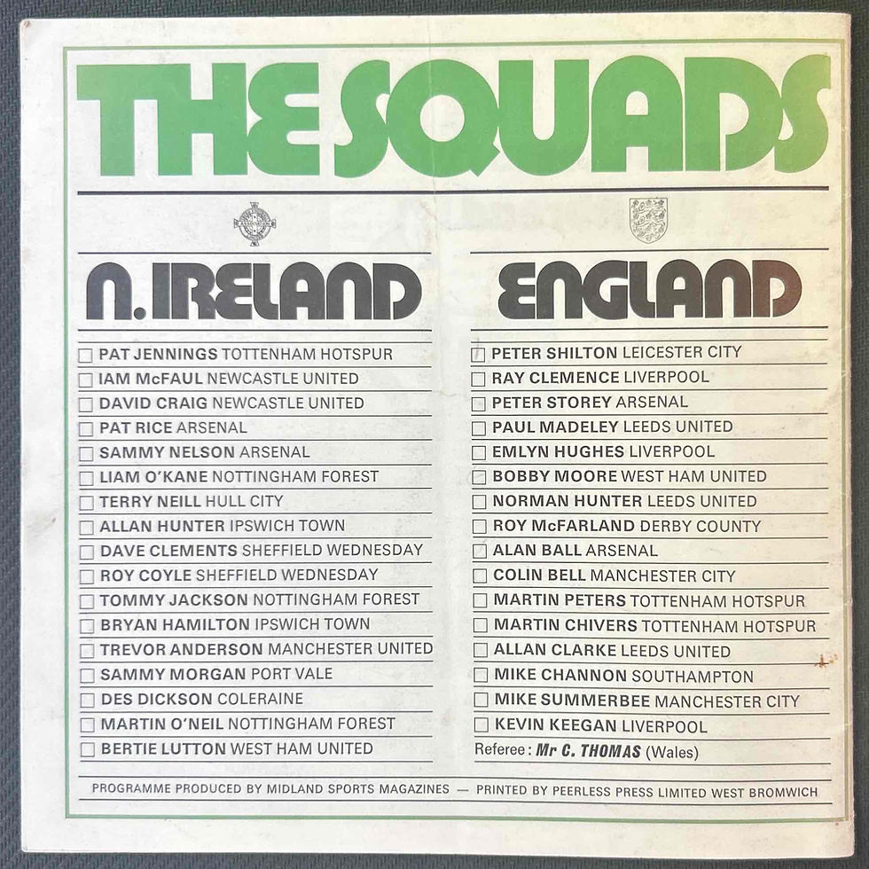 Thumbnail: Northern Ireland V England