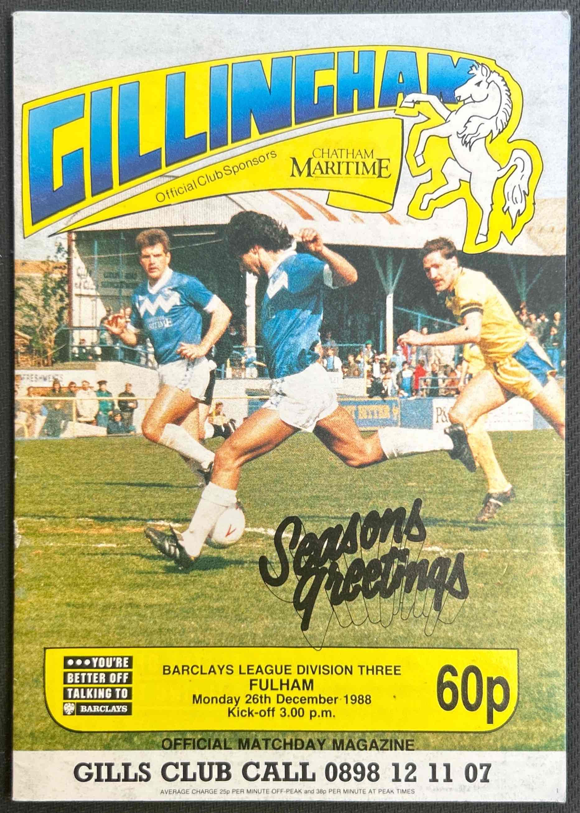 1988 Dec 26 Gillingham V Fulham