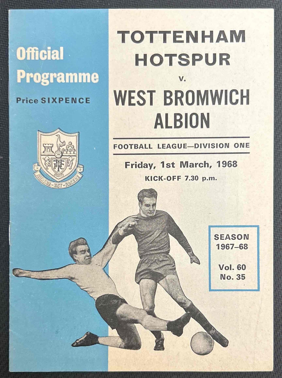 Tottenham V West Brom Football Programme
