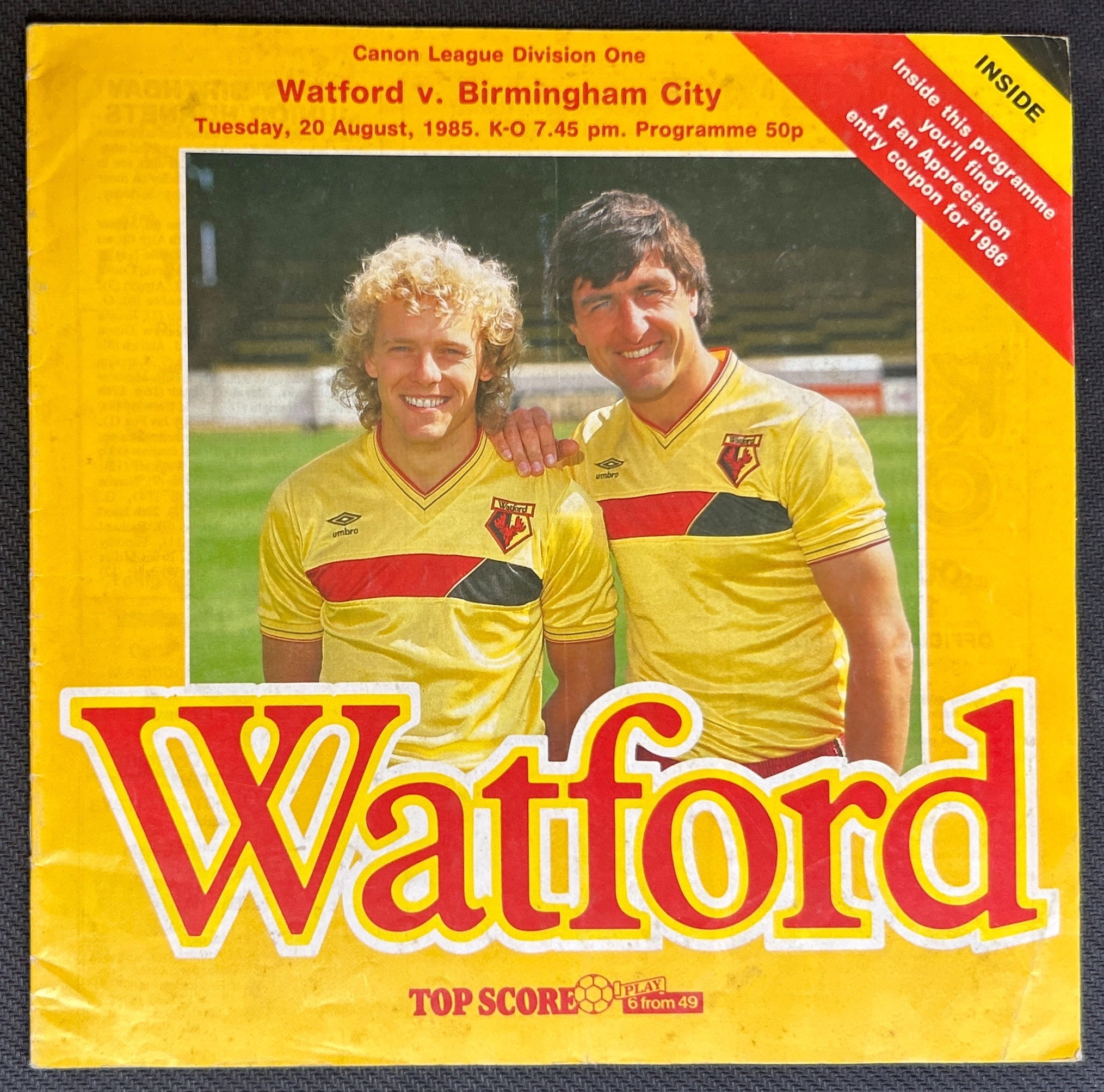 1985 Aug 20 Watford V Birmingham