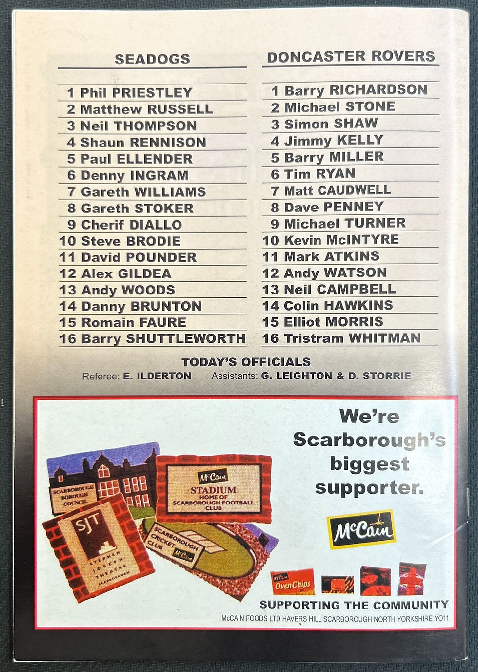 Thumbnail: 2000 Dec 26 Scarborough V Doncaster