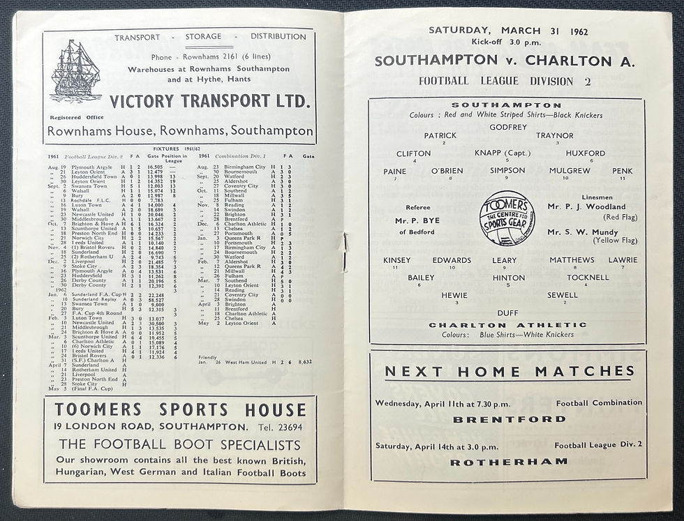 Thumbnail: 1962 Mar 31 Southampton V Charlton