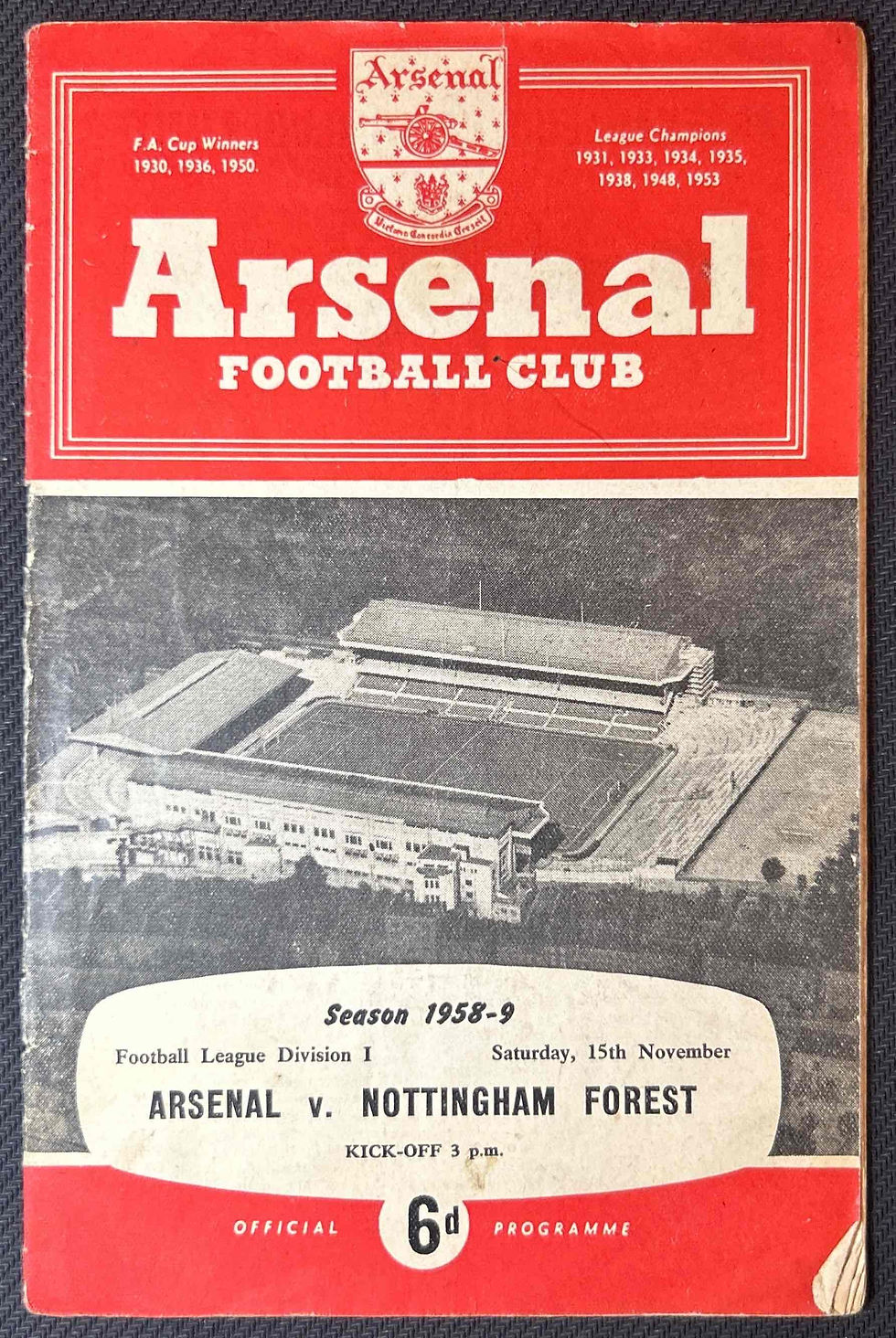 1958 Nov 15 Arsenal V Nottingham Forest