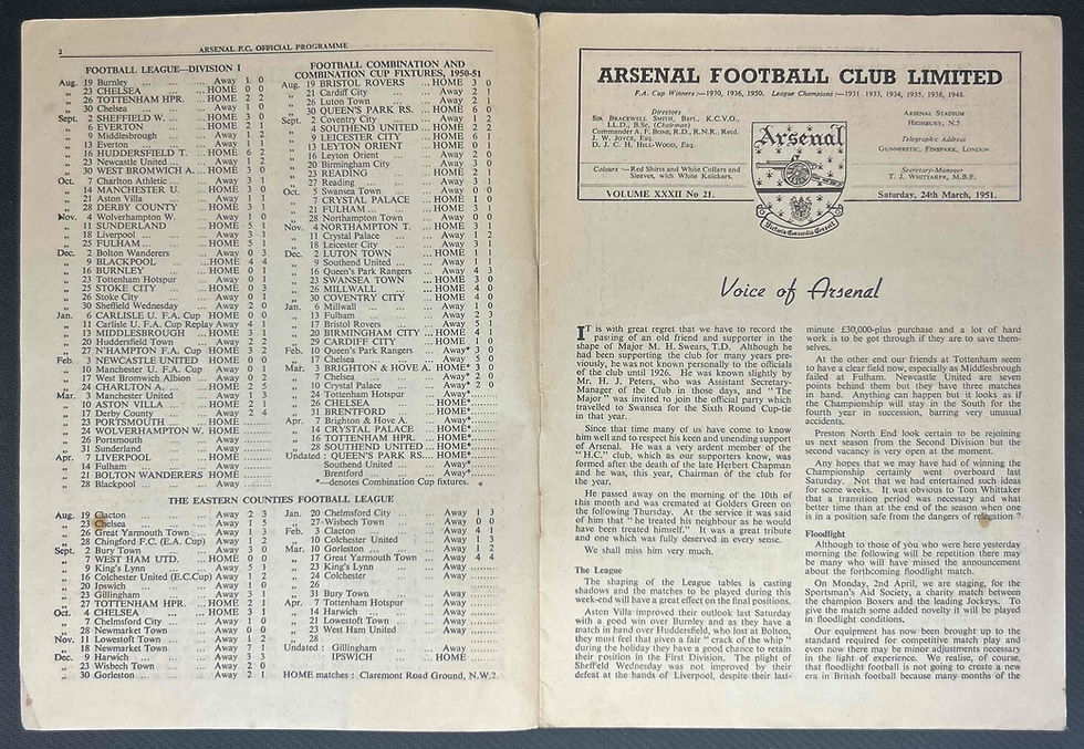 1951 Mar 24 Arsenal V Wolves