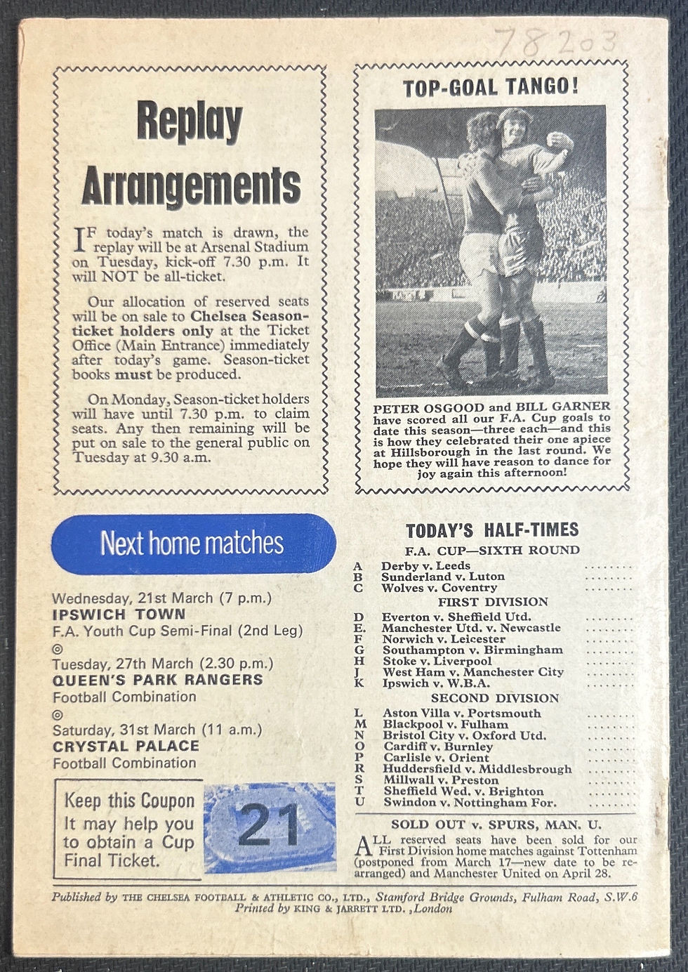 Thumbnail: 1973 Mar 17 Chelsea V Arsenal