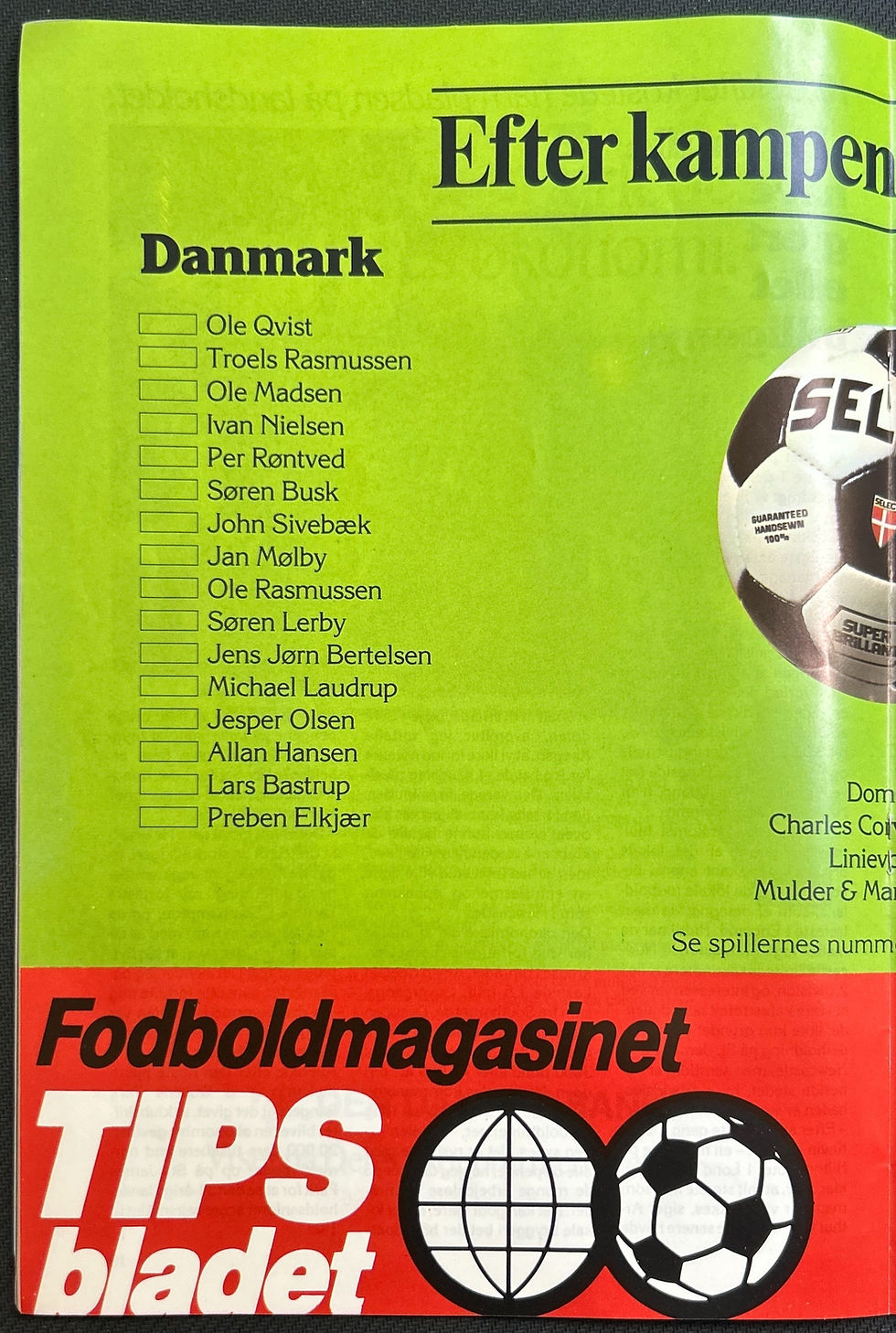 1982 Sep 22 Denmark V England