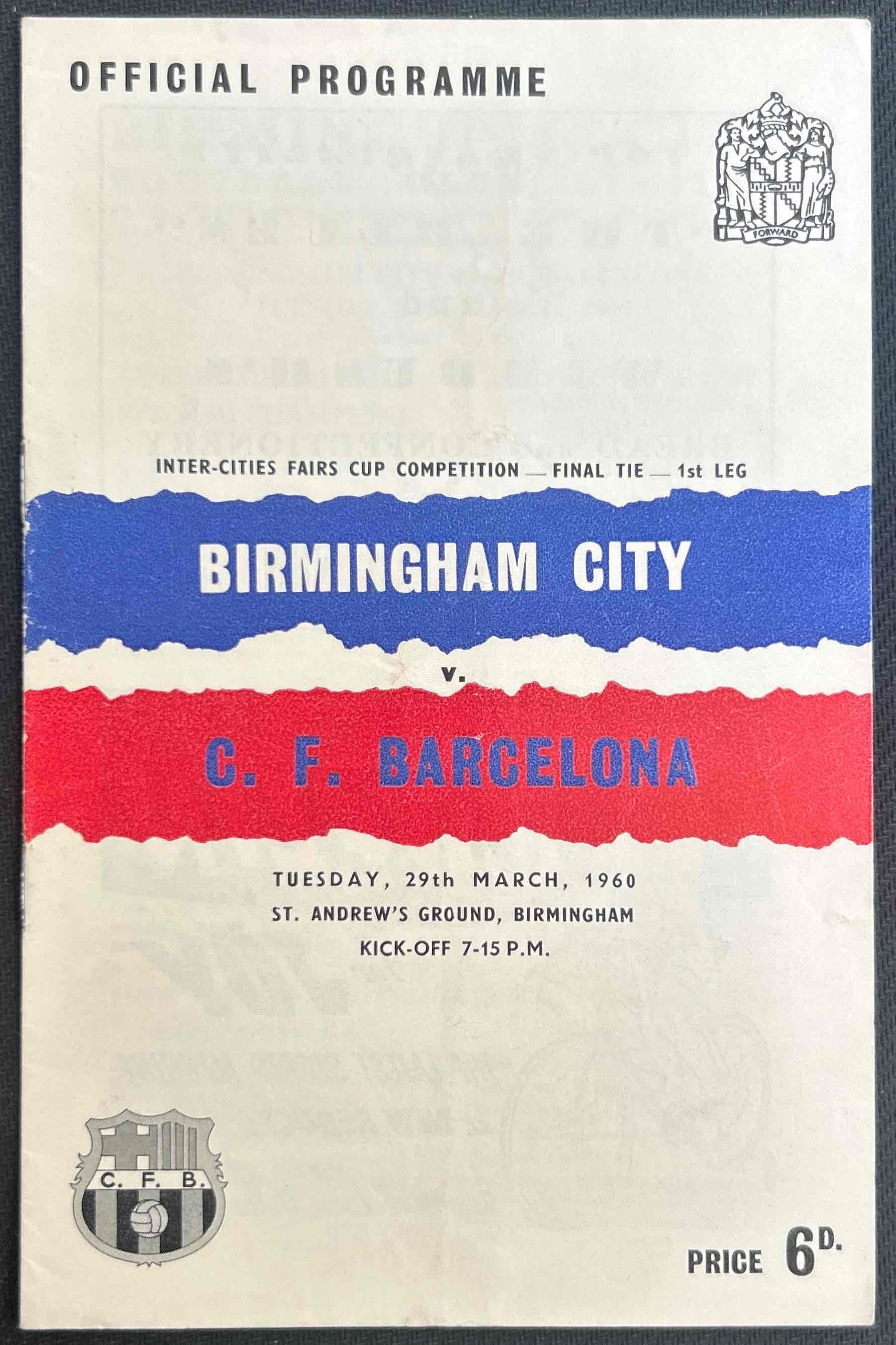 1960 Mar 29 Birmingham V Barcelona