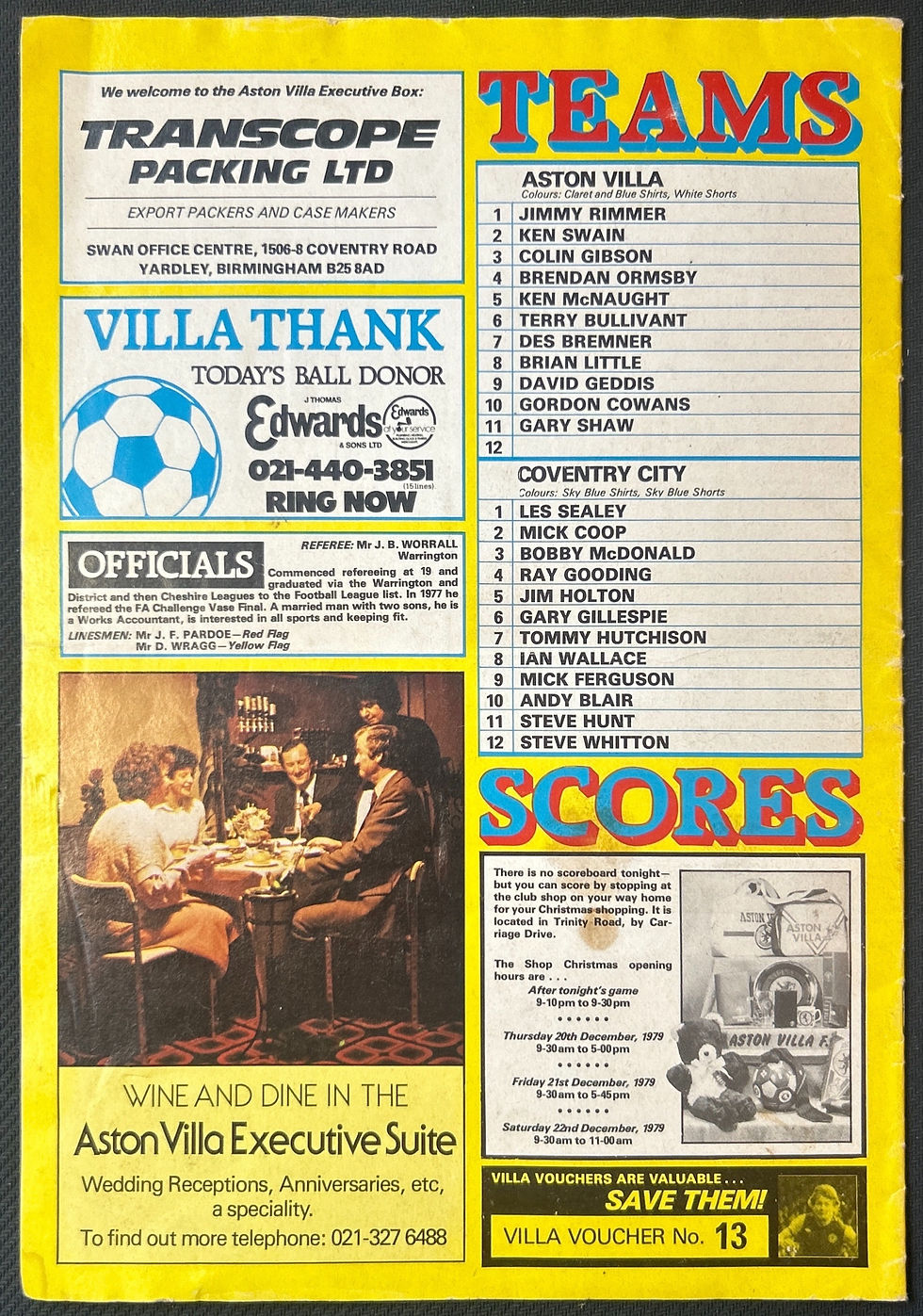 1979 Dec 19 Aston Villa V Coventry