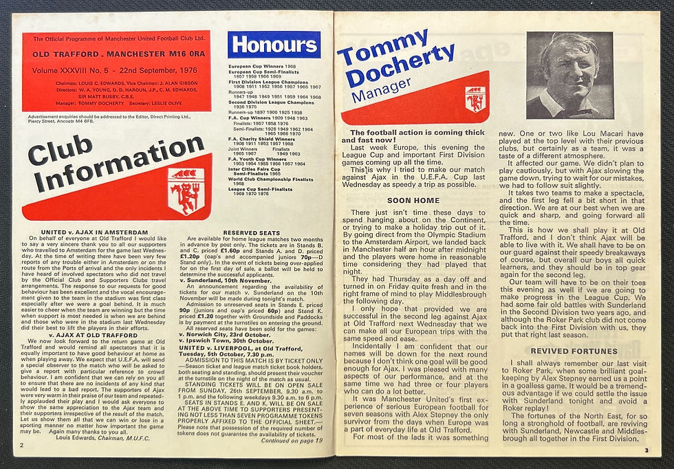 1976 Sep 22 Man United V Sunderland