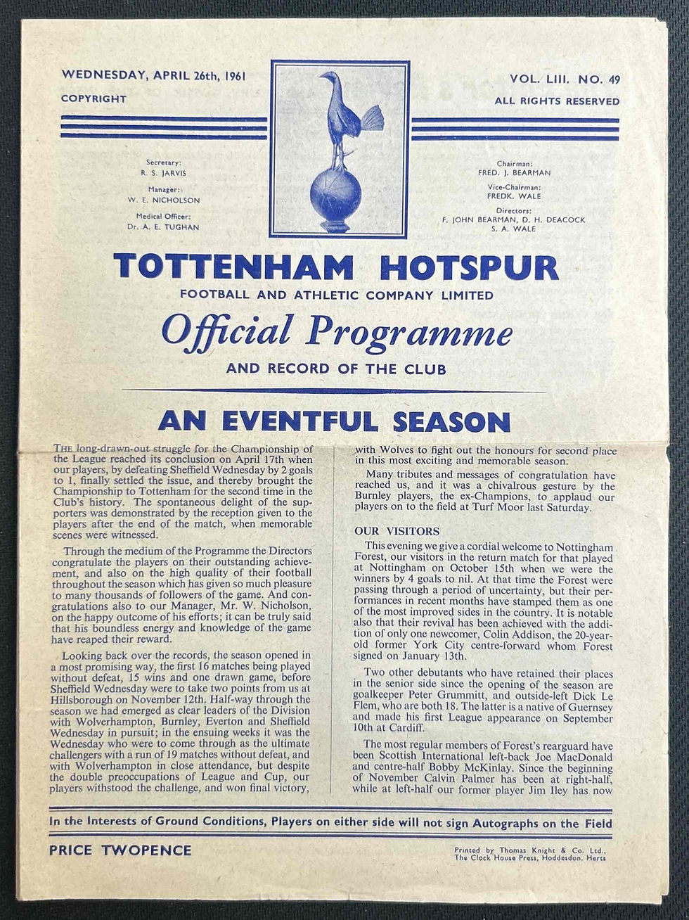 Tottenham V Nottingham Forest