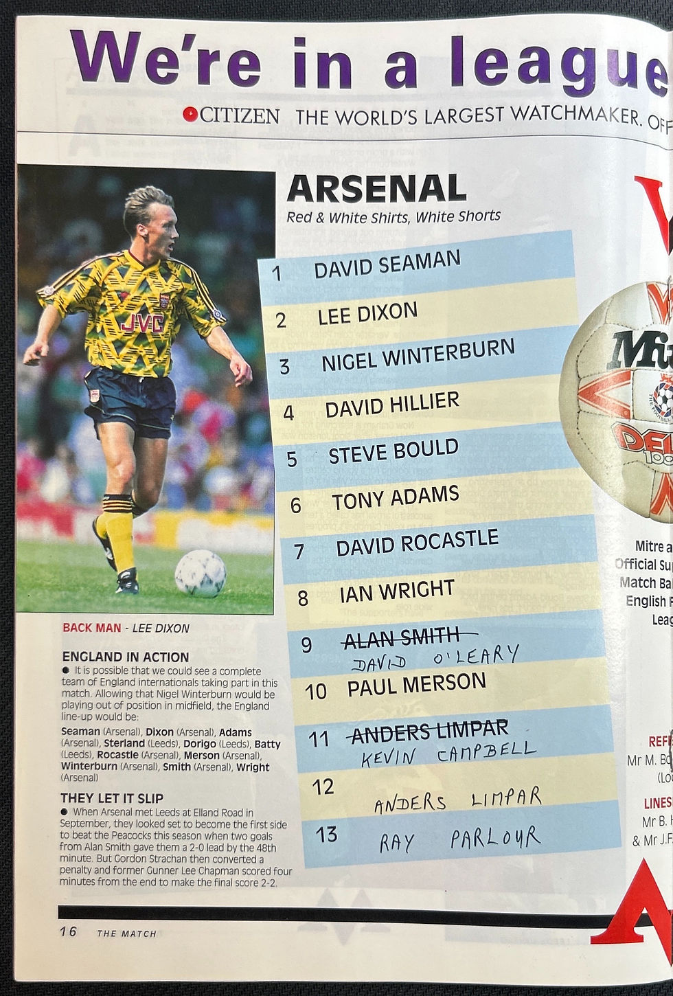 1992 Mar 22 Arsenal V Leeds