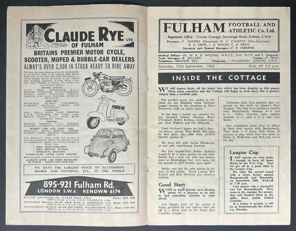 Thumbnail: 1962 Sep 15 Fulham V Arsenal