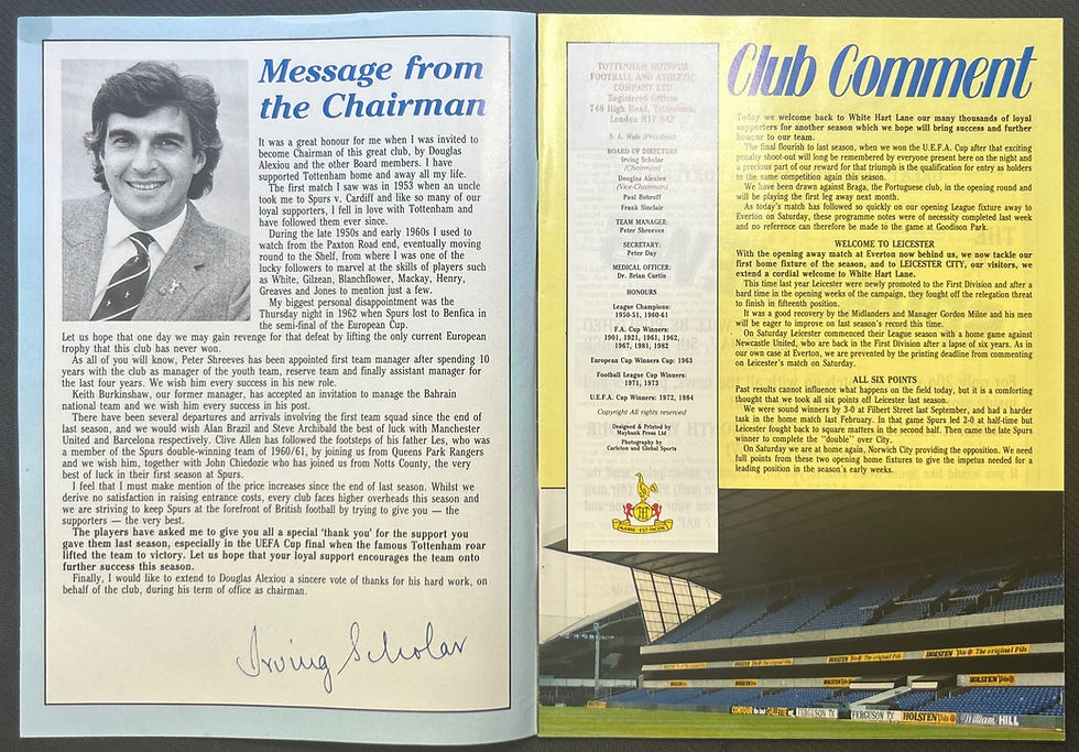 1984 Aug 27 Tottenham V Leicester