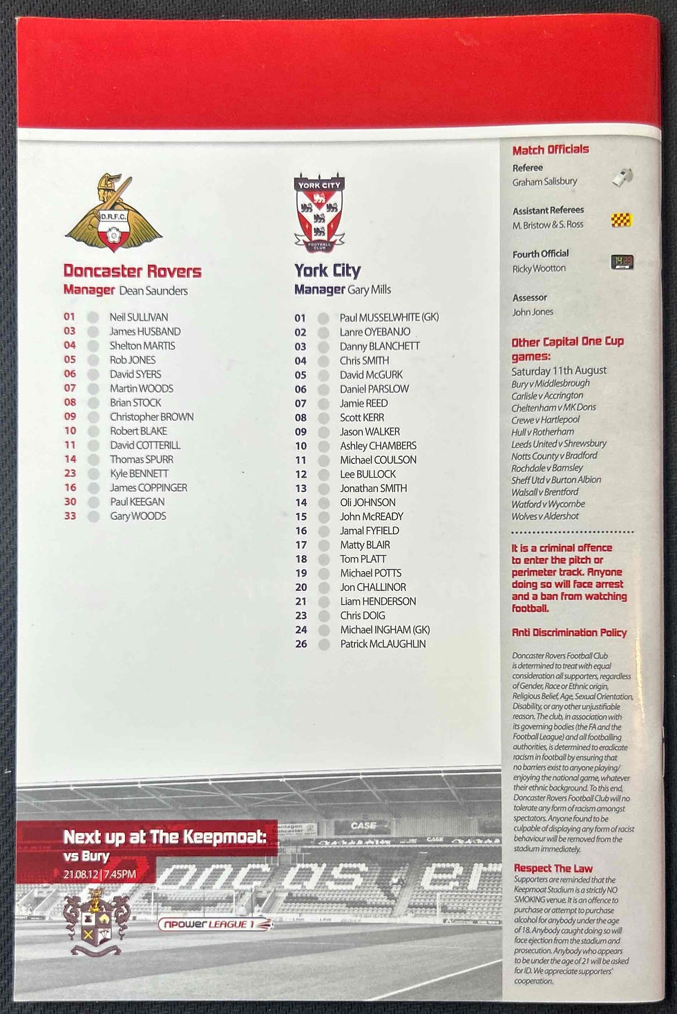 Thumbnail: 2012 Aug 11 Doncaster V York