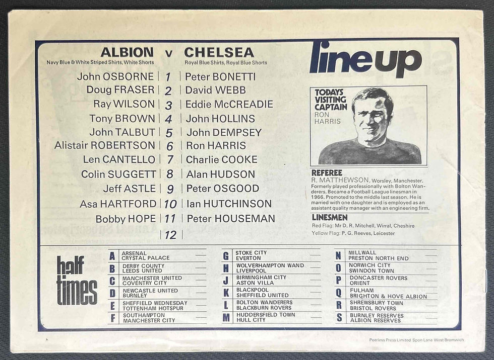 Thumbnail: 1970 Mar 30 West Brom V Chelsea