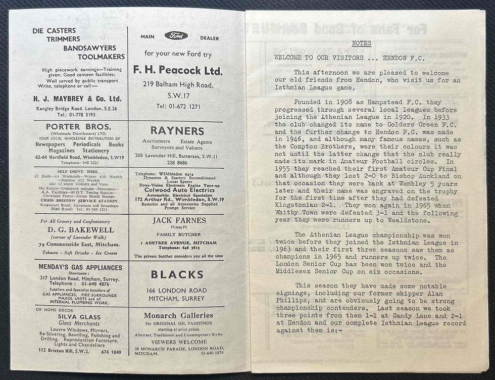 Thumbnail: Tooting & Mitcham V Hendon