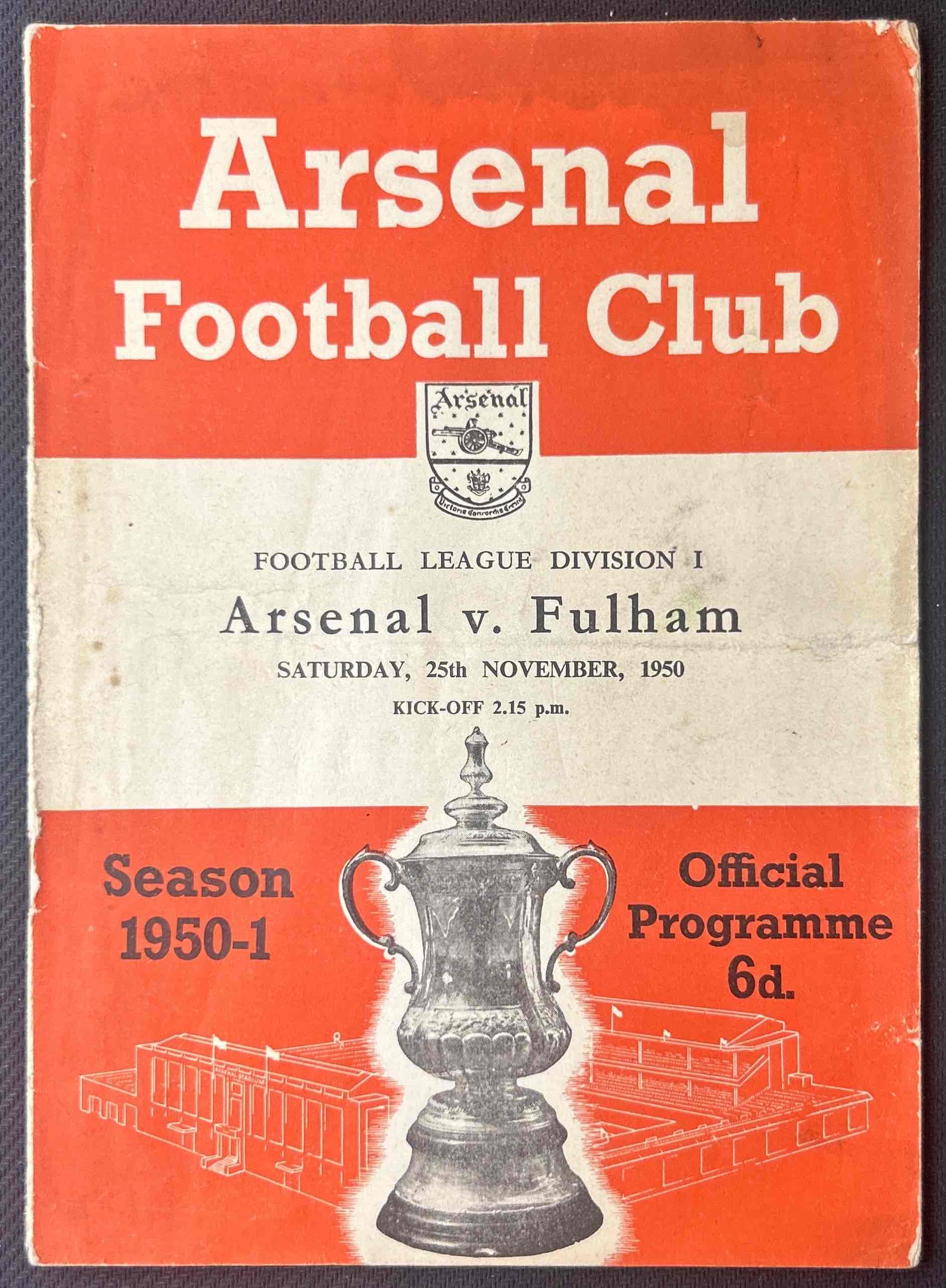 1950 Nov 25 Arsenal V Fulham