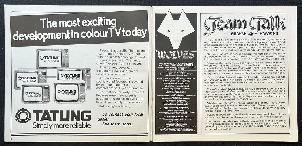 1982 Dec 4 Wolves V Middlesbrough