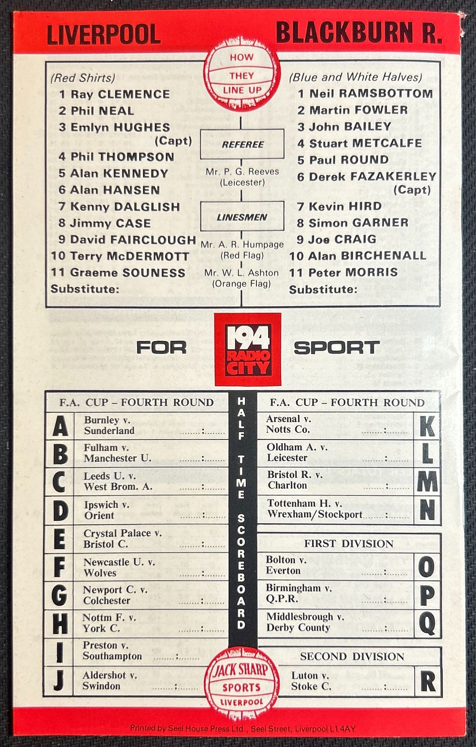 Thumbnail: 1979 Jan 27 Liverpool V Blackburn