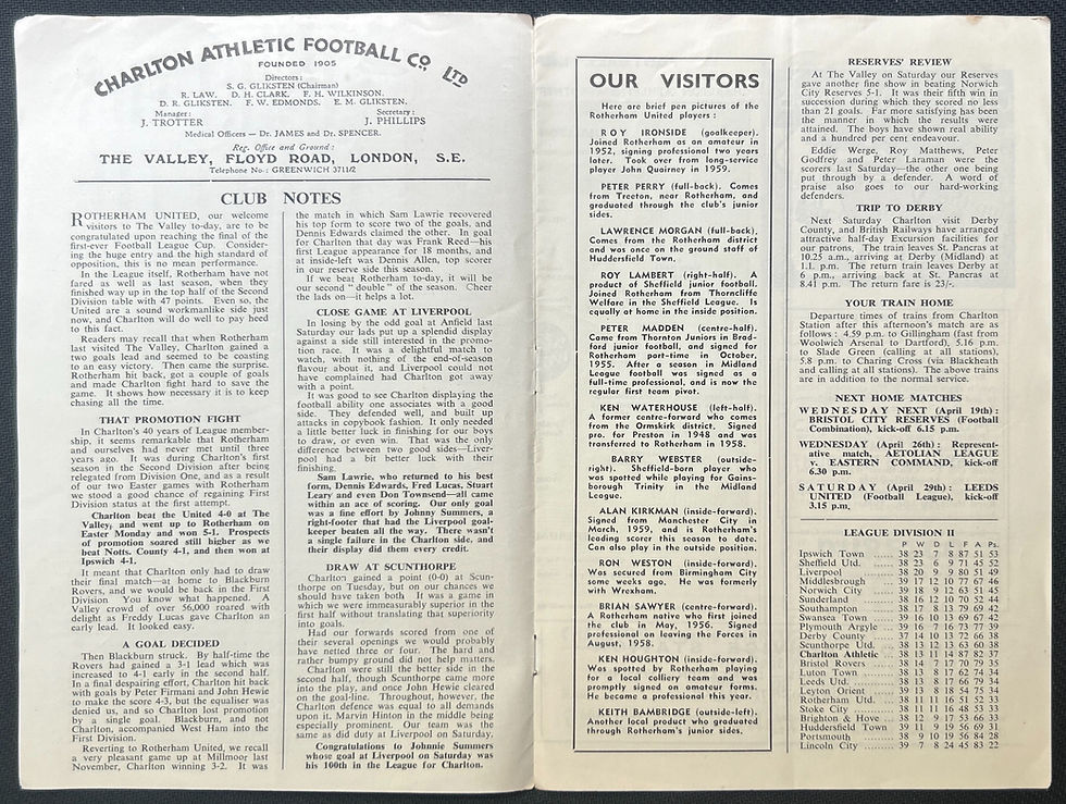 1961 Apr 15 Charlton V Rotherham