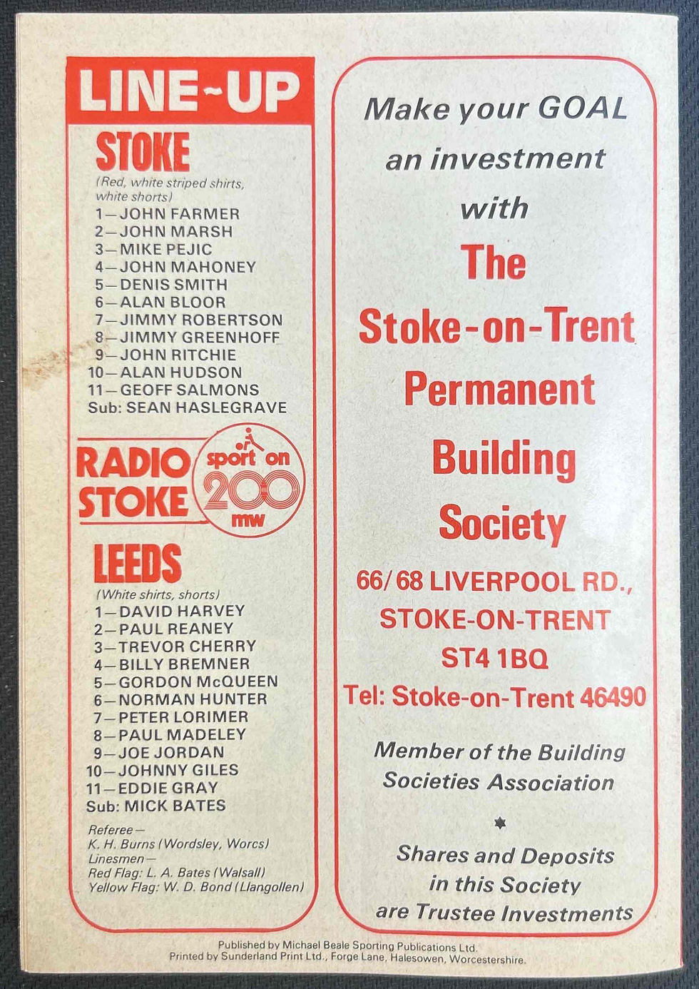 Thumbnail: 1974 Aug 17 Stoke V Leeds