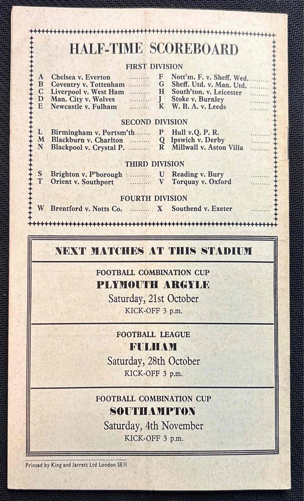 Thumbnail: 1967 Oct 14 Arsenal V Sunderland Football Programme