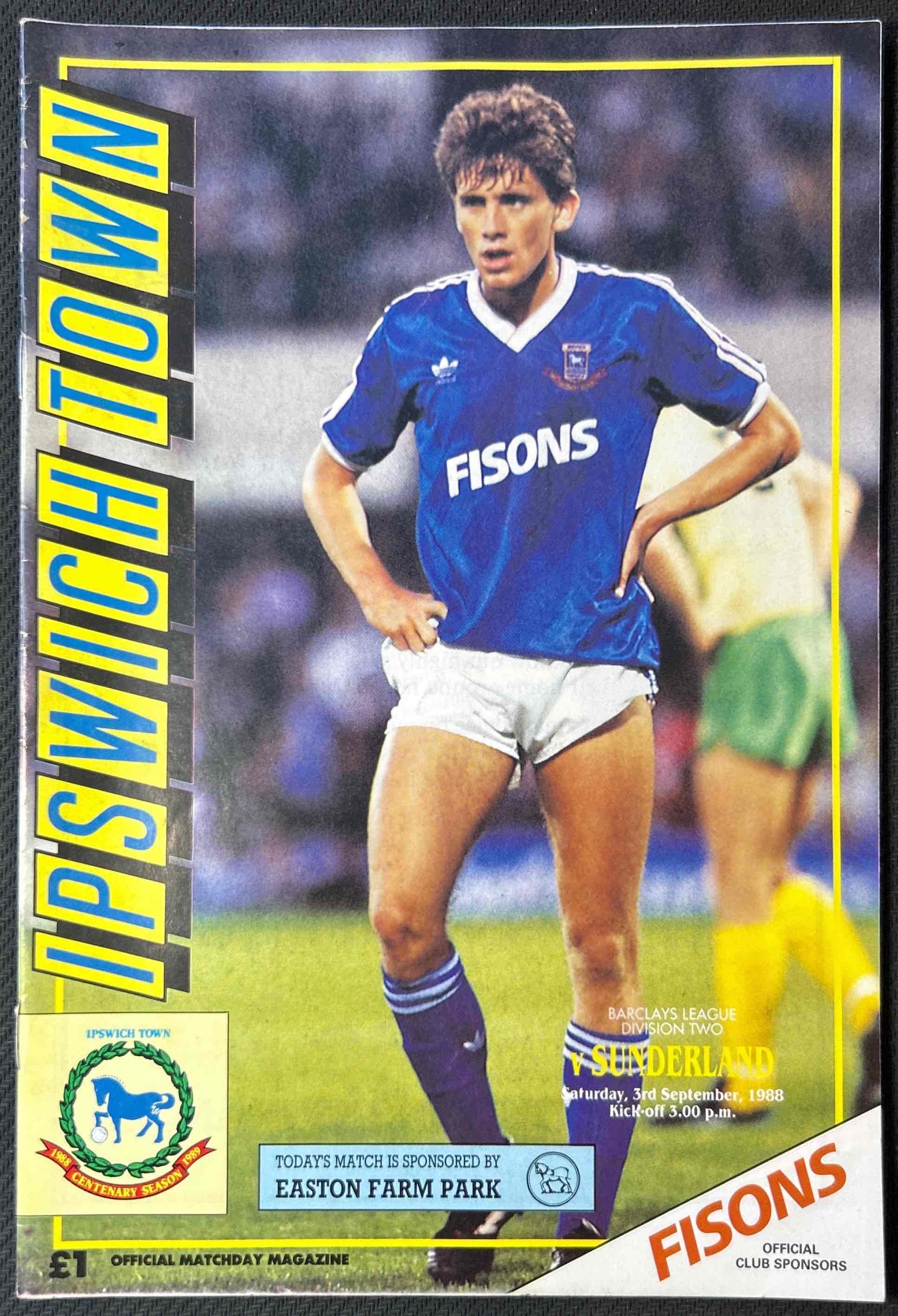 1988 Sep 3 Ipswich V Sunderland