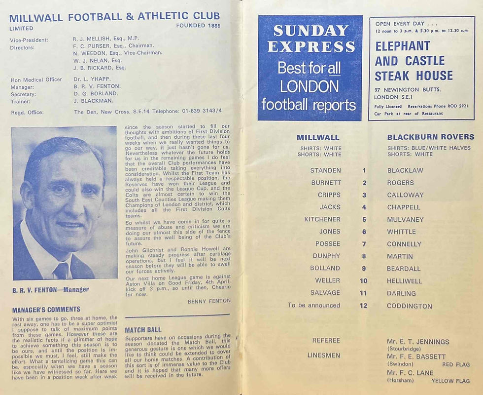 Thumbnail: 1969 Mar 28 Millwall V Blackburn