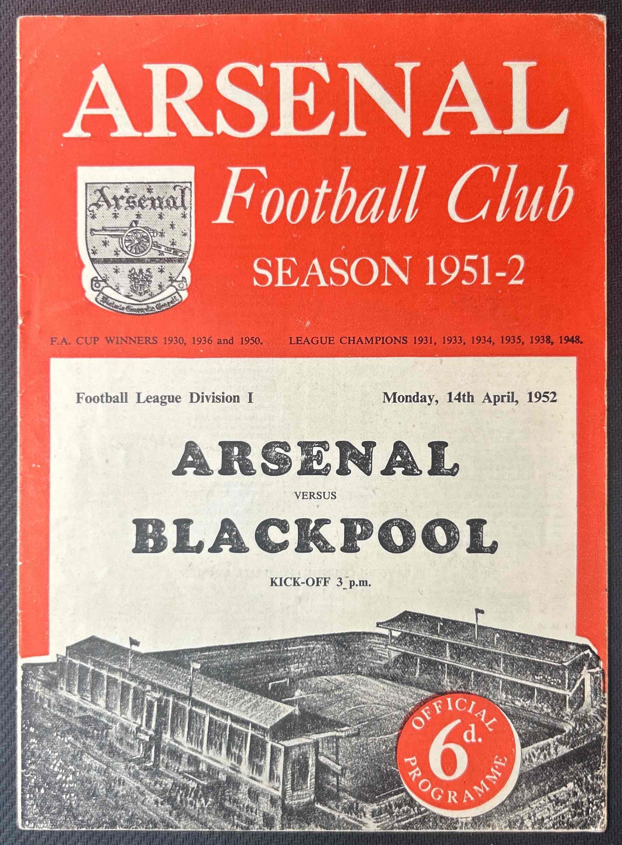 1952 Apr 14 Arsenal V Blackpool